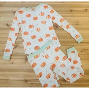 Jessica Simpson Kids Girls Pajamas Size 8 Pumpkin Long Sleeve Set Thanksgiving